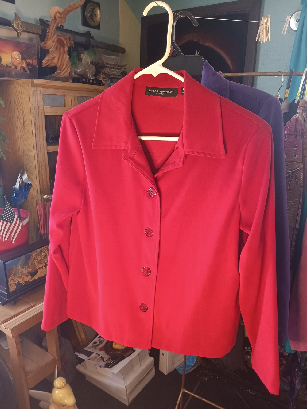 Briggs New York Red Button-Front Blazer